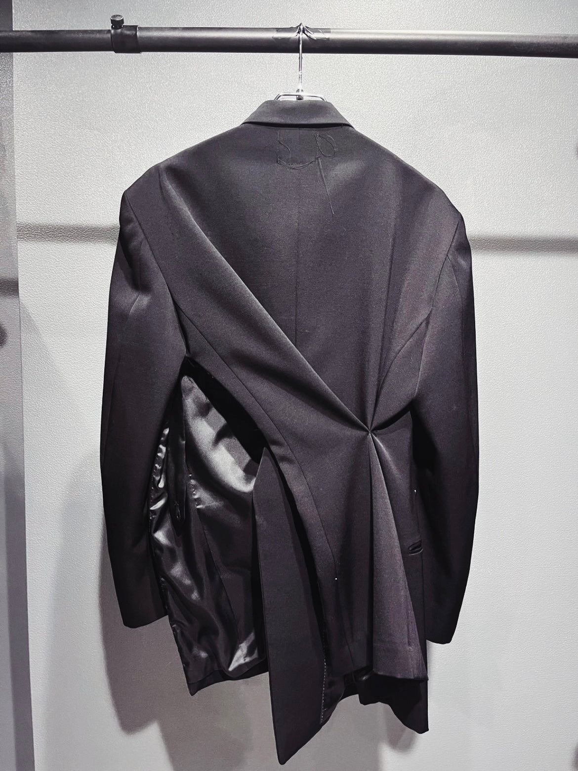SAIKOUCHIKU Cross-Drape Double-Breasted Black Jacket