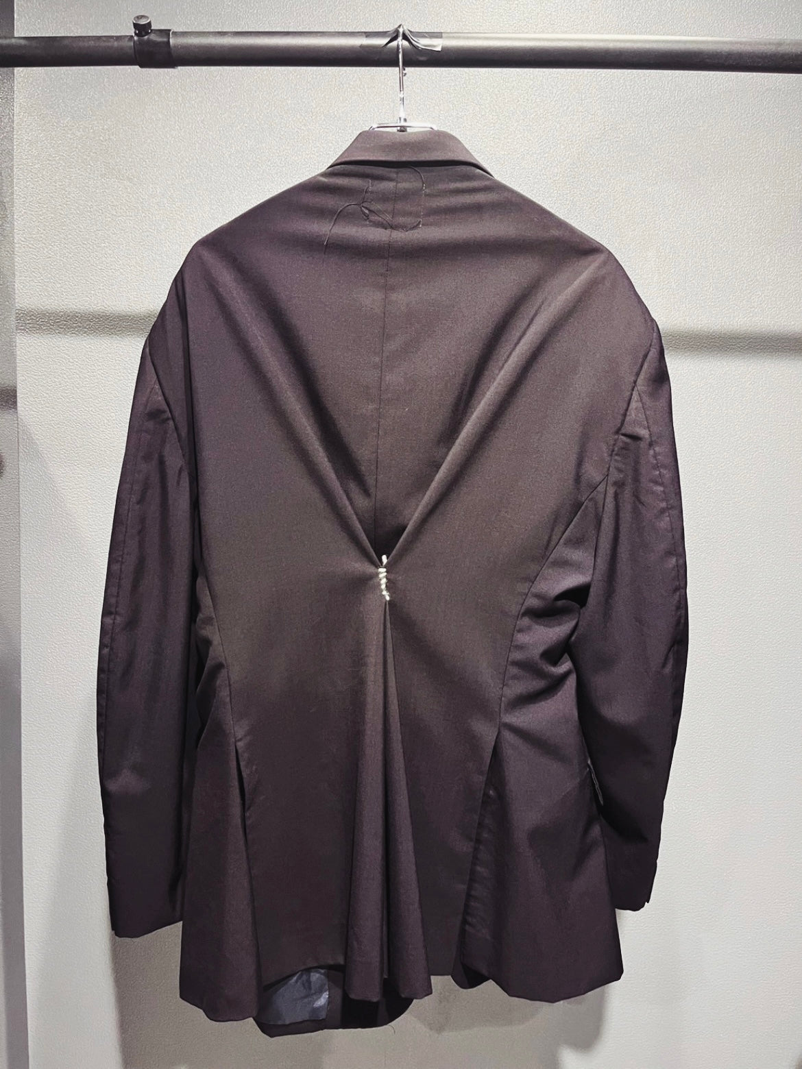 SAIKOUCHIKU Tribal Paint × Back-Gathered Single-Breasted Dark Brown Jacket