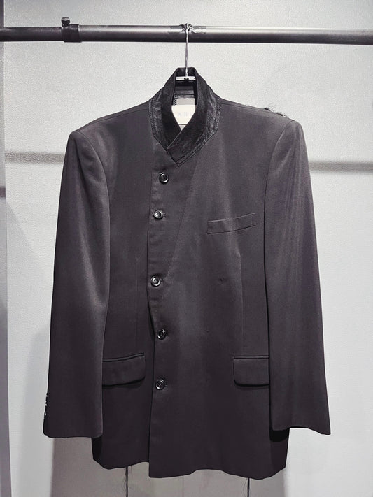 SAIKOUCHIKU Stand-Collar Single-Breasted Black Jacket