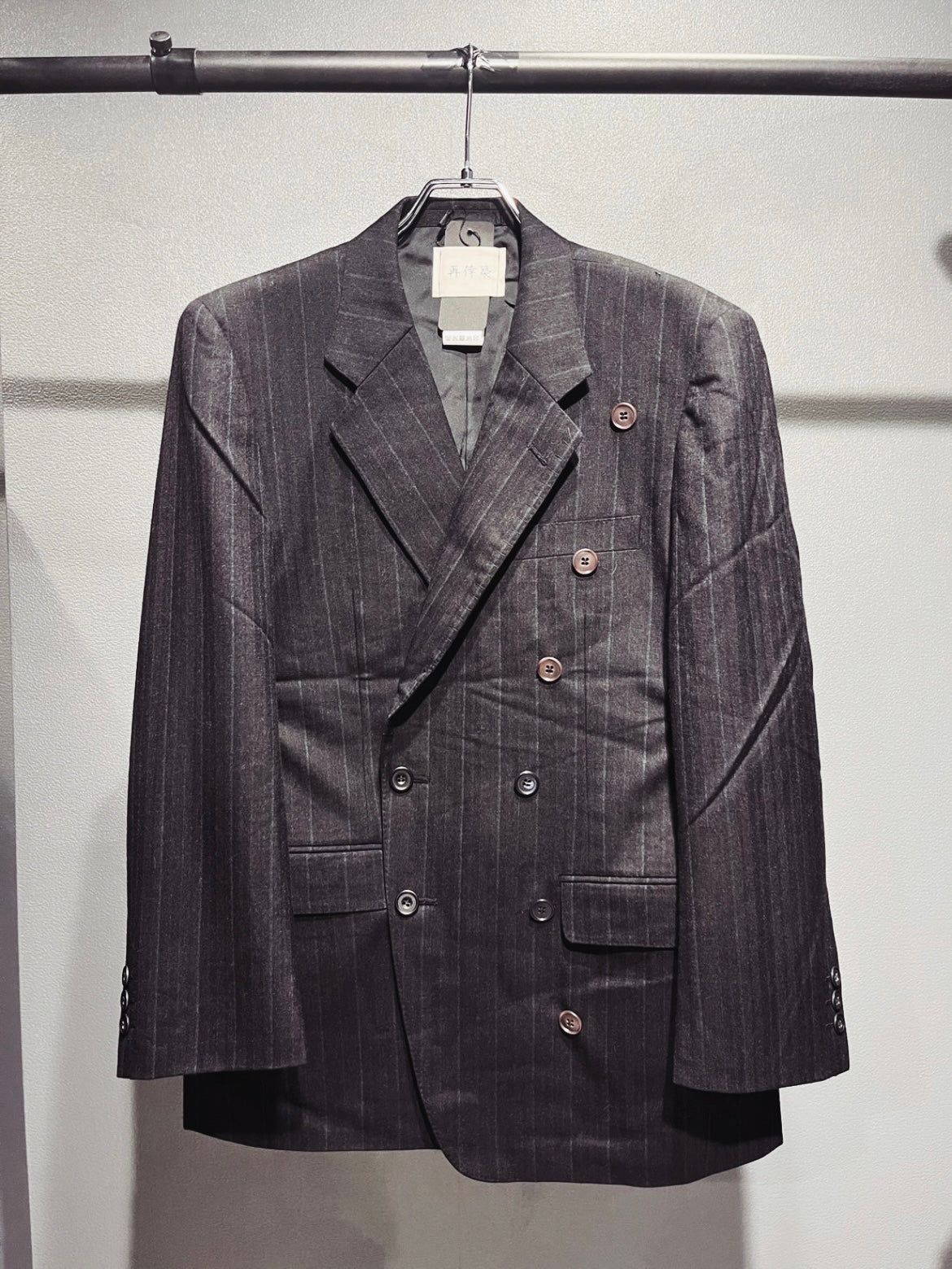 SAIKOUCHIKU Pinstripe Double-Breasted Grey Jacket
