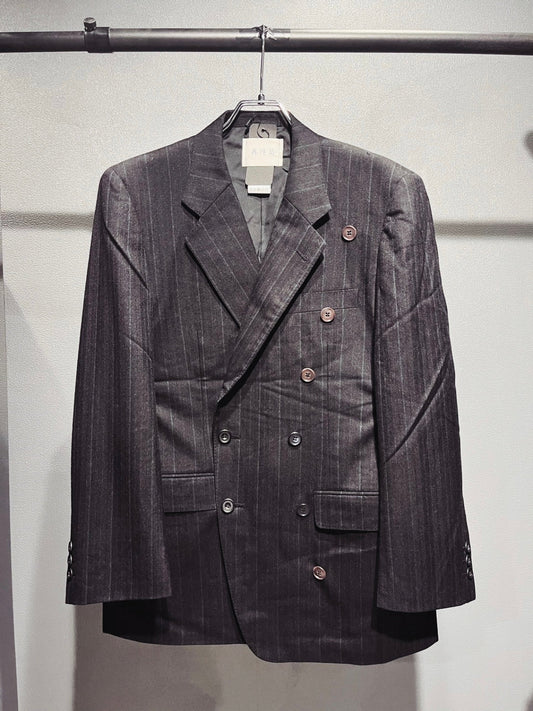 SAIKOUCHIKU Pinstripe Double-Breasted Grey Jacket
